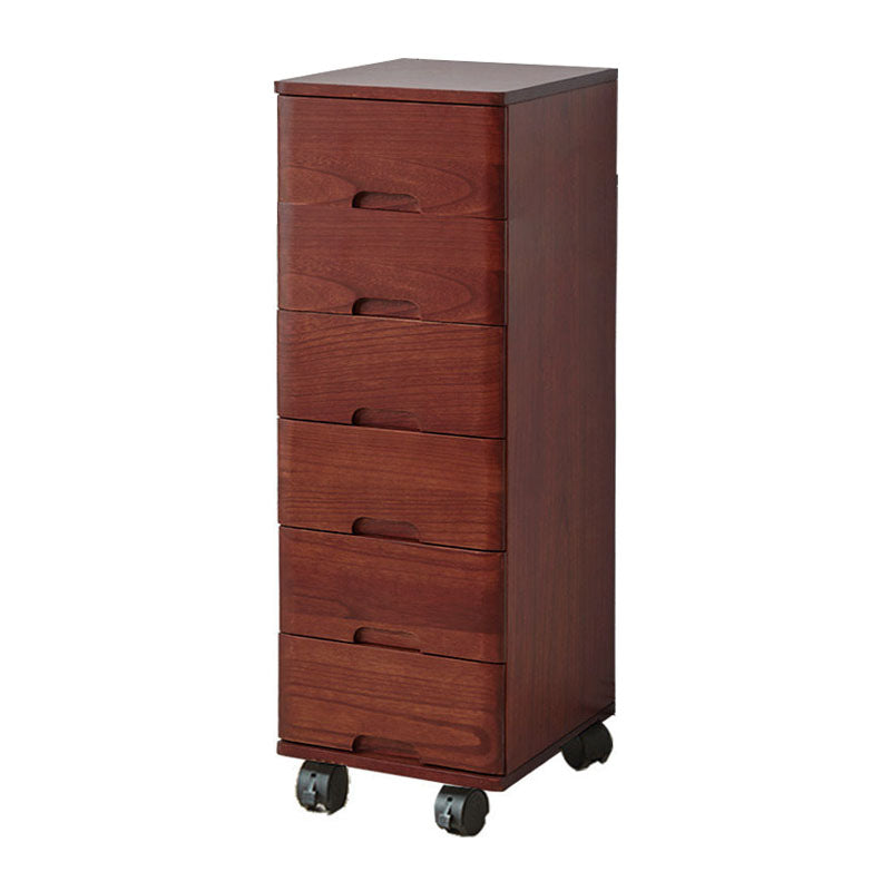 White and Brown Wooden Lingerie Chest Vertical Storage Chest Dresser with Wheels