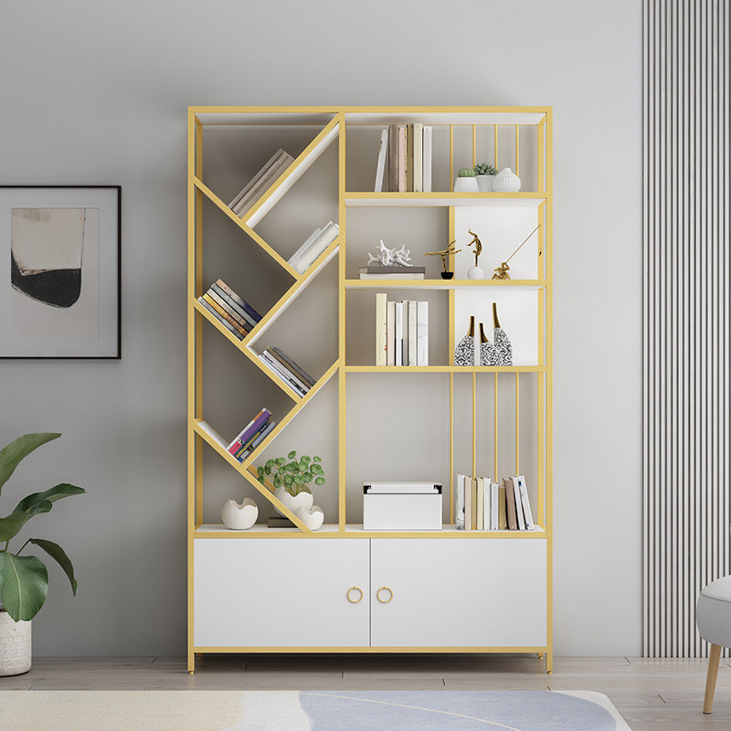 Scandinavian Open Back Bookshelf Metal Bookcase with Cabinet