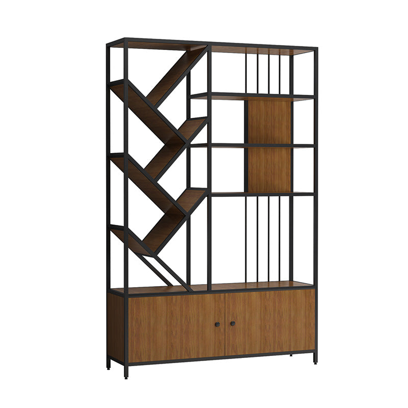 Scandinavian Open Back Bookshelf Metal Bookcase with Cabinet