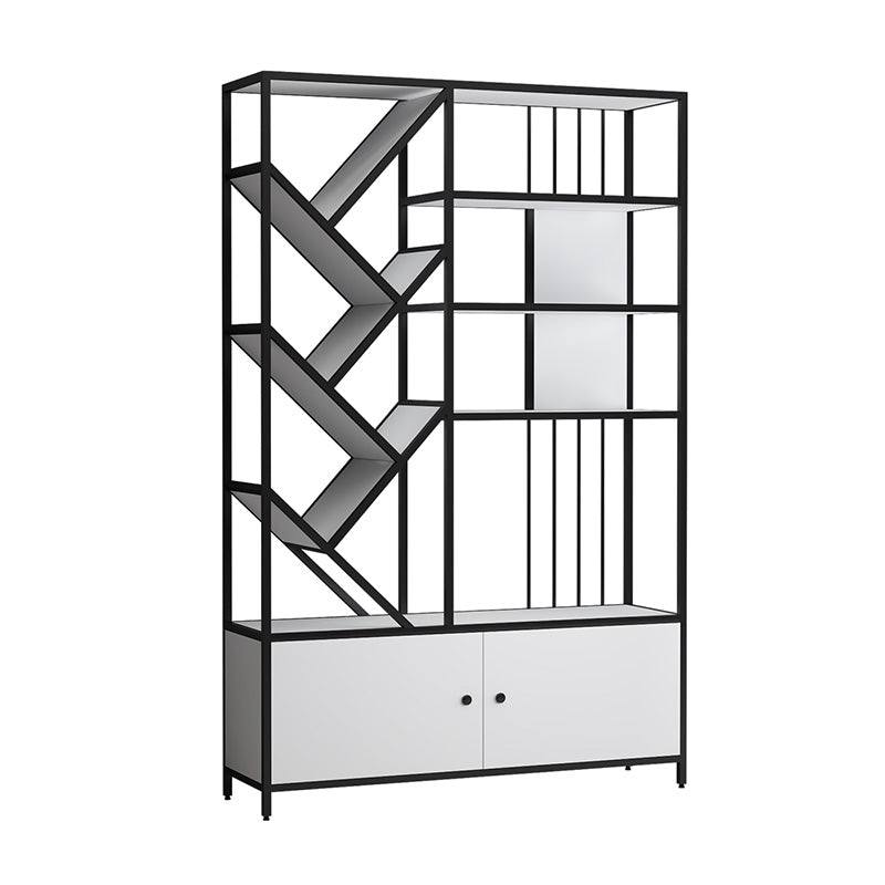 Scandinavian Open Back Bookshelf Metal Bookcase with Cabinet