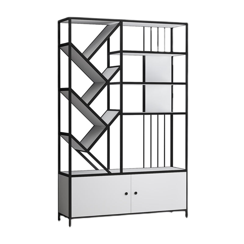 Scandinavian Open Back Bookshelf Metal Bookcase with Cabinet