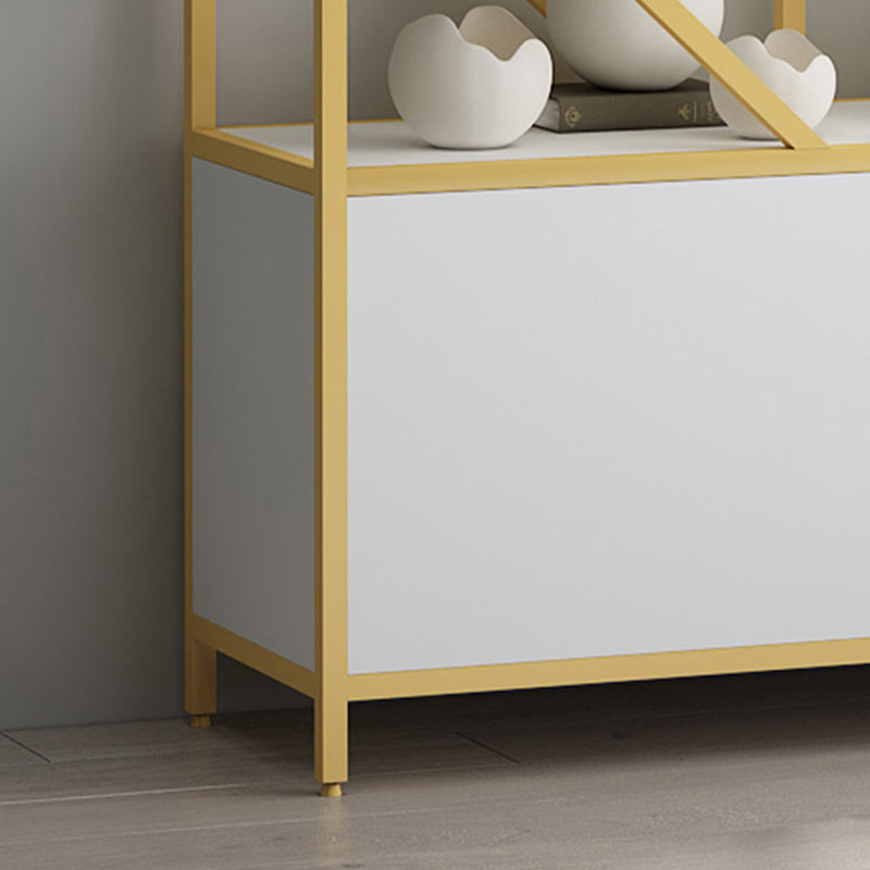 Scandinavian Open Back Bookshelf Metal Bookcase with Cabinet