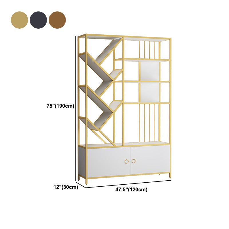 Scandinavian Open Back Bookshelf Metal Bookcase with Cabinet