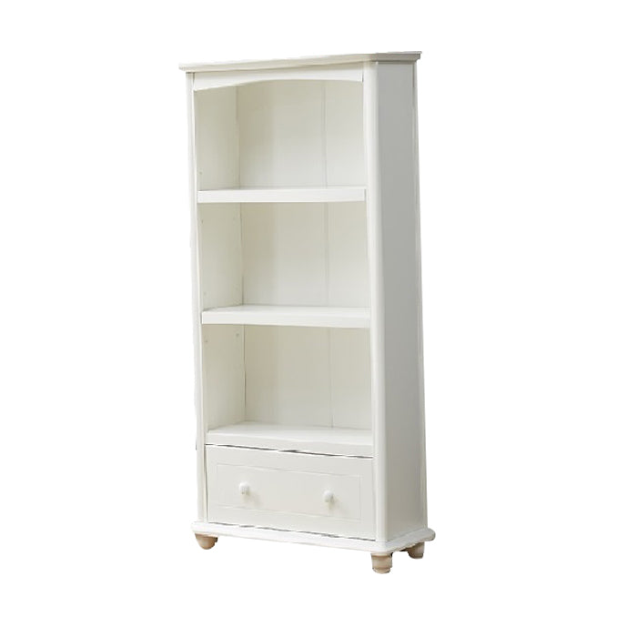 Modern Solid Wood Bookcase, White, Geometric Bookshelf for Bedroom