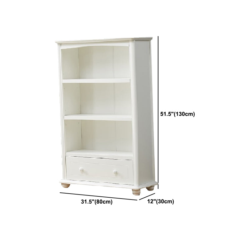 Modern Solid Wood Bookcase, White, Geometric Bookshelf for Bedroom