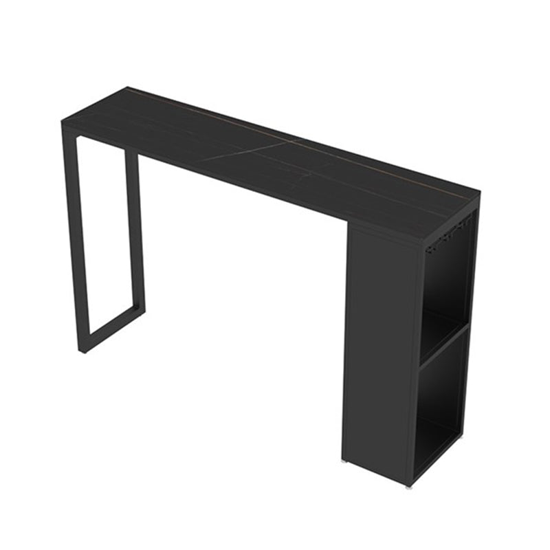 Stone Top Industrial Cocktail Bar Table with Storage Rectangle Counter Table