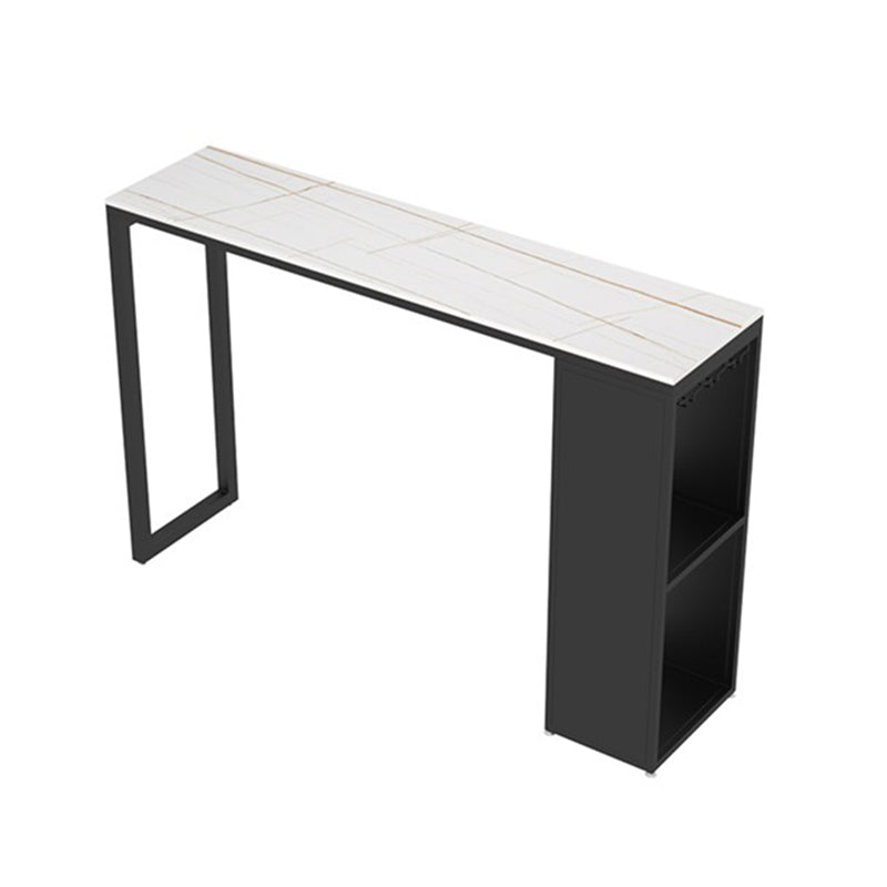 Stone Top Industrial Cocktail Bar Table with Storage Rectangle Counter Table
