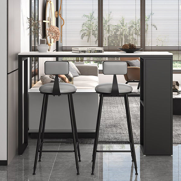 Stone Top Industrial Cocktail Bar Table with Storage Rectangle Counter Table