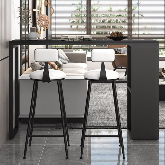 Stone Top Industrial Cocktail Bar Table with Storage Rectangle Counter Table