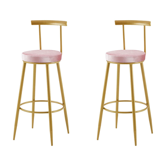 Nordic Armless Backrest Counter Stool Iron Cashier Bar Stool with Velvet Cushion