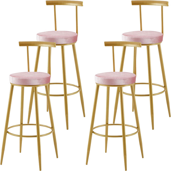 Nordic Armless Backrest Counter Stool Iron Cashier Bar Stool with Velvet Cushion