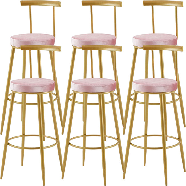 Nordic Armless Backrest Counter Stool Iron Cashier Bar Stool with Velvet Cushion