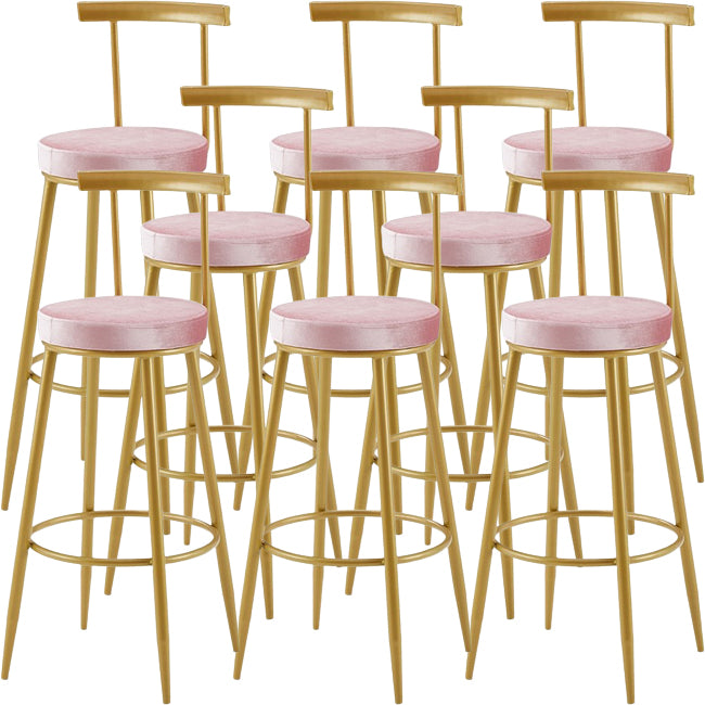 Nordic Armless Backrest Counter Stool Iron Cashier Bar Stool with Velvet Cushion