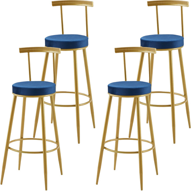 Nordic Armless Backrest Counter Stool Iron Cashier Bar Stool with Velvet Cushion