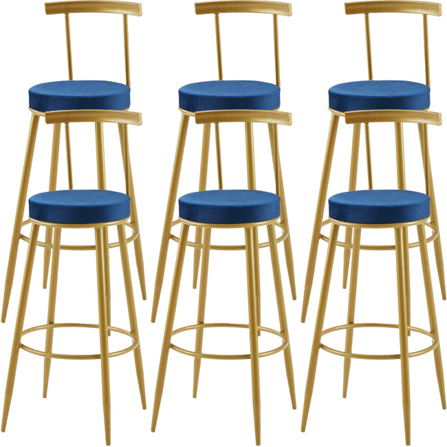 Nordic Armless Backrest Counter Stool Iron Cashier Bar Stool with Velvet Cushion