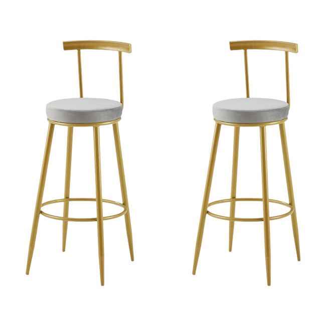 Nordic Armless Backrest Counter Stool Iron Cashier Bar Stool with Velvet Cushion