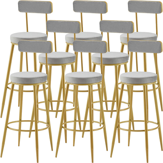 Nordic Armless Backrest Counter Stool Iron Cashier Bar Stool with Velvet Cushion