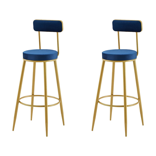 Nordic Armless Backrest Counter Stool Iron Cashier Bar Stool with Velvet Cushion