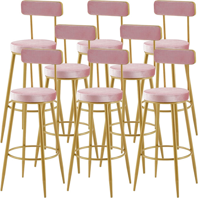 Nordic Armless Backrest Counter Stool Iron Cashier Bar Stool with Velvet Cushion