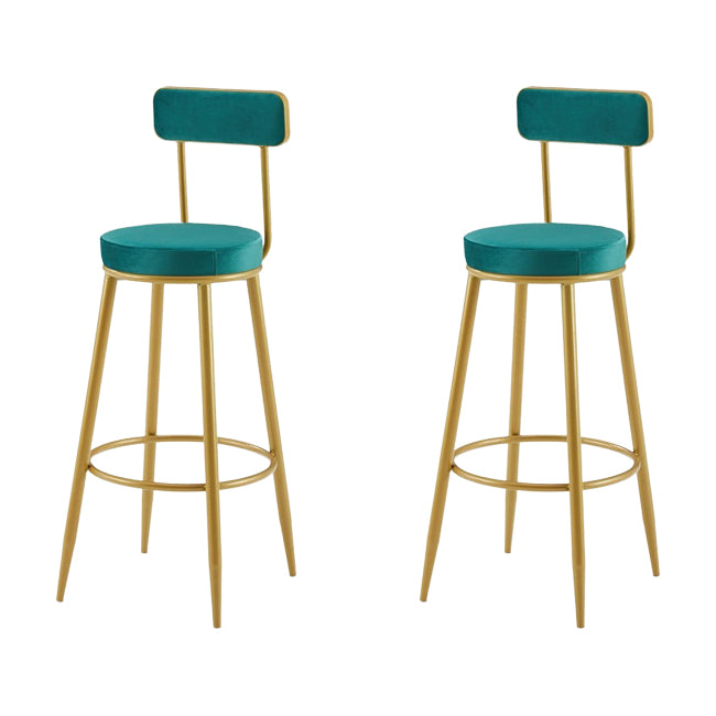 Nordic Armless Backrest Counter Stool Iron Cashier Bar Stool with Velvet Cushion