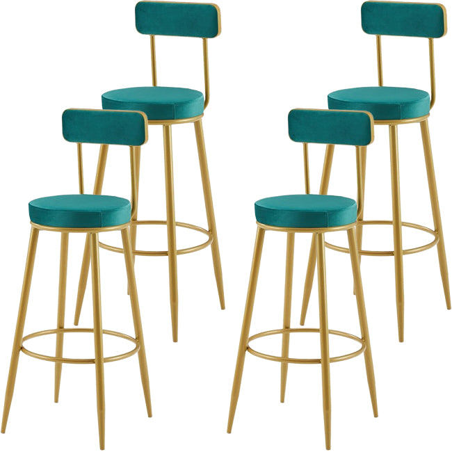 Nordic Armless Backrest Counter Stool Iron Cashier Bar Stool with Velvet Cushion