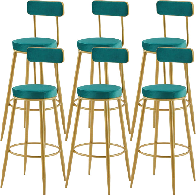 Nordic Armless Backrest Counter Stool Iron Cashier Bar Stool with Velvet Cushion