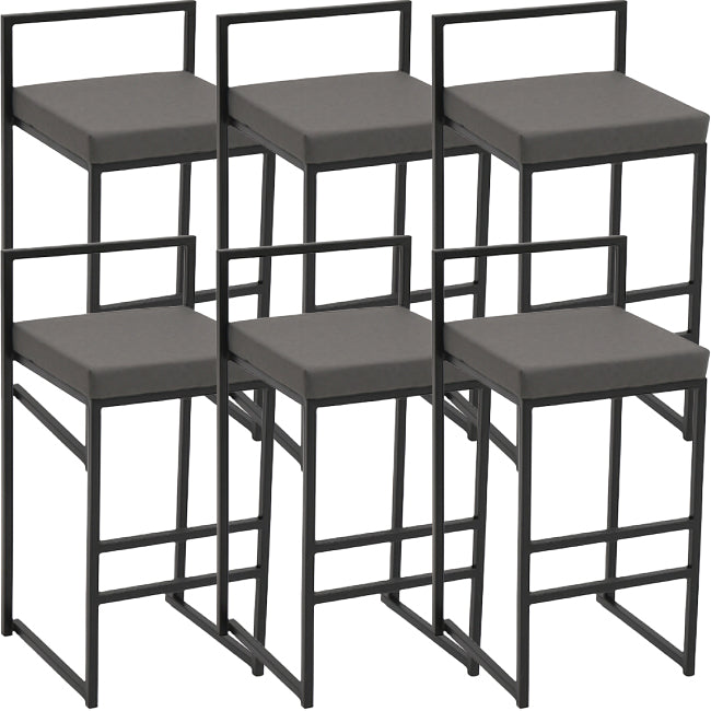 Modern Backrest Armless Counter Stool Iron Kitchen Bar Stool with Cushion and Pedal