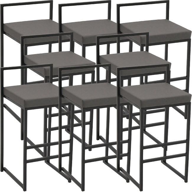 Modern Backrest Armless Counter Stool Iron Kitchen Bar Stool with Cushion and Pedal