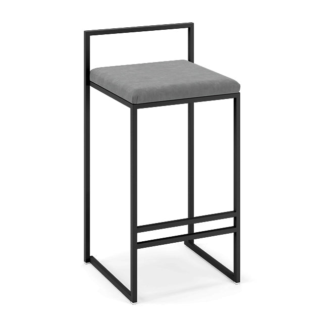 Modern Backrest Armless Counter Stool Iron Kitchen Bar Stool with Cushion and Pedal