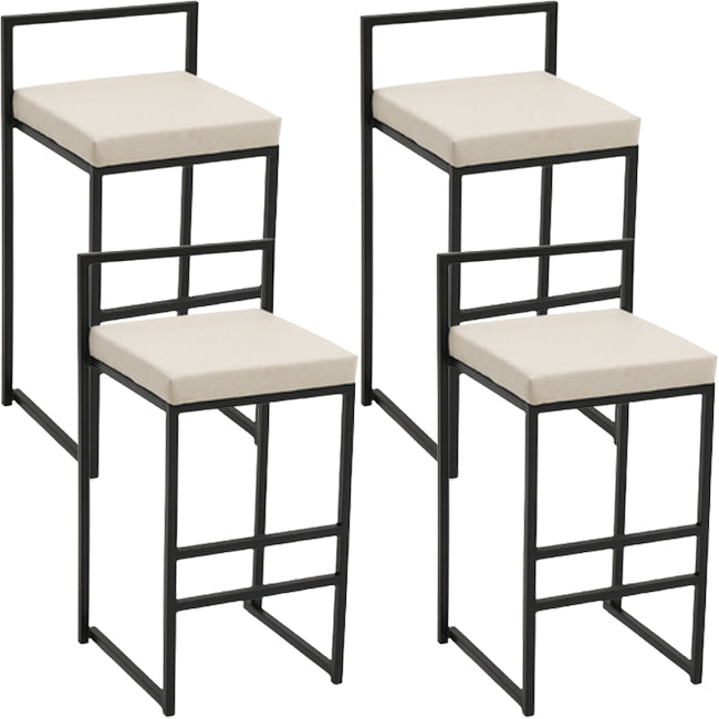Modern Backrest Armless Counter Stool Iron Kitchen Bar Stool with Cushion and Pedal