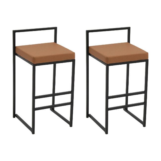 Modern Backrest Armless Counter Stool Iron Kitchen Bar Stool with Cushion and Pedal