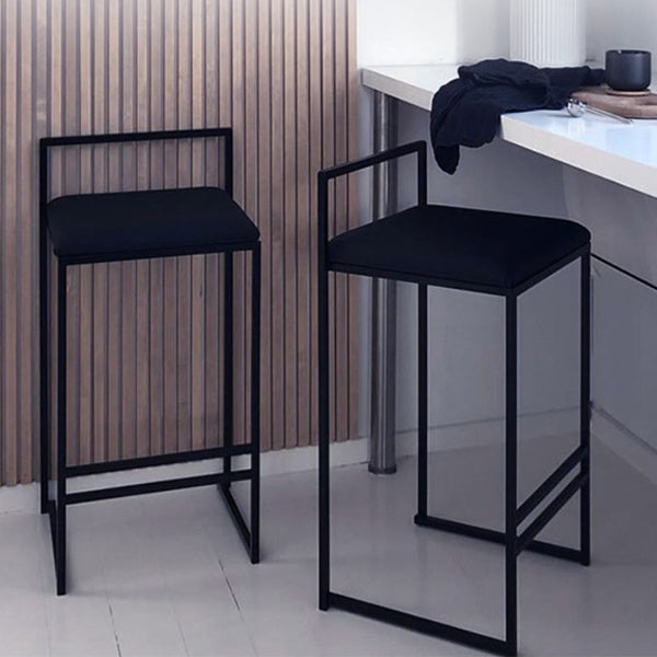 Modern Backrest Armless Counter Stool Iron Kitchen Bar Stool with Cushion and Pedal