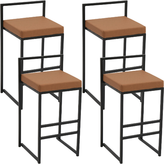 Modern Backrest Armless Counter Stool Iron Kitchen Bar Stool with Cushion and Pedal