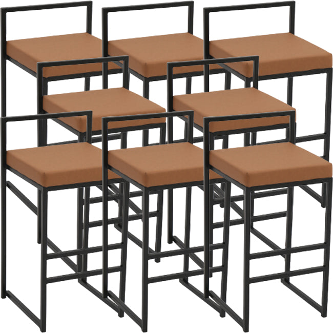 Modern Backrest Armless Counter Stool Iron Kitchen Bar Stool with Cushion and Pedal