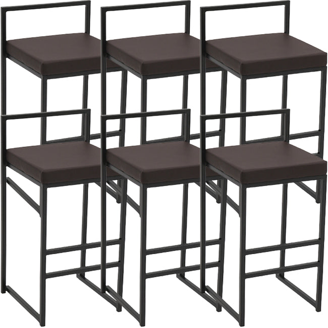 Modern Backrest Armless Counter Stool Iron Kitchen Bar Stool with Cushion and Pedal