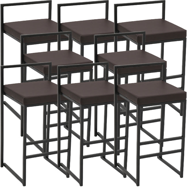 Modern Backrest Armless Counter Stool Iron Kitchen Bar Stool with Cushion and Pedal