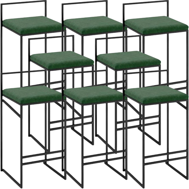 Modern Backrest Armless Counter Stool Iron Kitchen Bar Stool with Cushion and Pedal