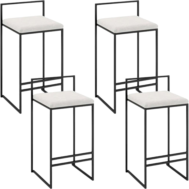 Modern Backrest Armless Counter Stool Iron Kitchen Bar Stool with Cushion and Pedal