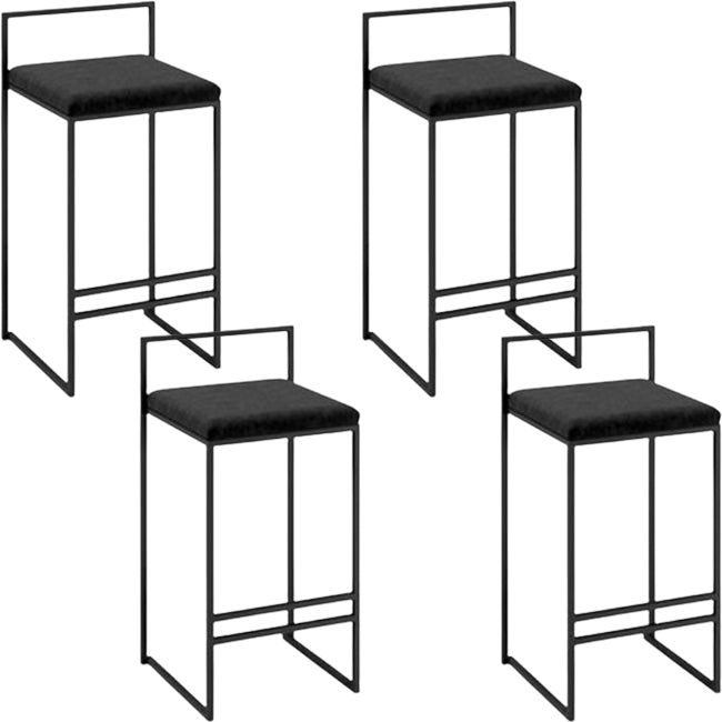 Modern Backrest Armless Counter Stool Iron Kitchen Bar Stool with Cushion and Pedal