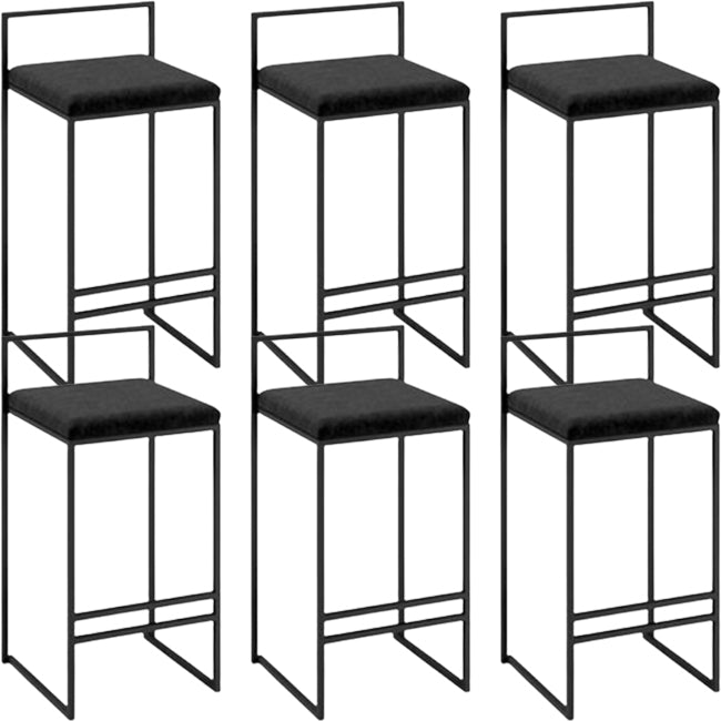 Modern Backrest Armless Counter Stool Iron Kitchen Bar Stool with Cushion and Pedal