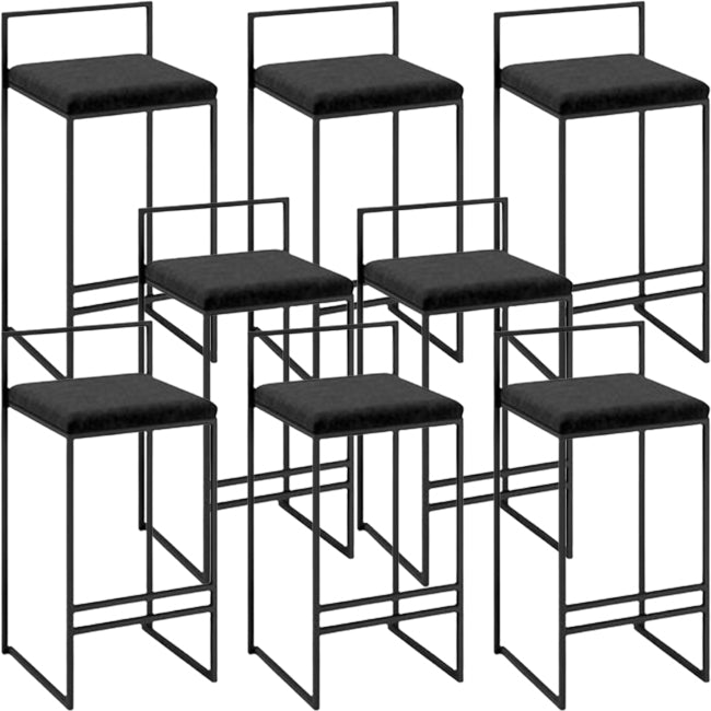 Modern Backrest Armless Counter Stool Iron Kitchen Bar Stool with Cushion and Pedal