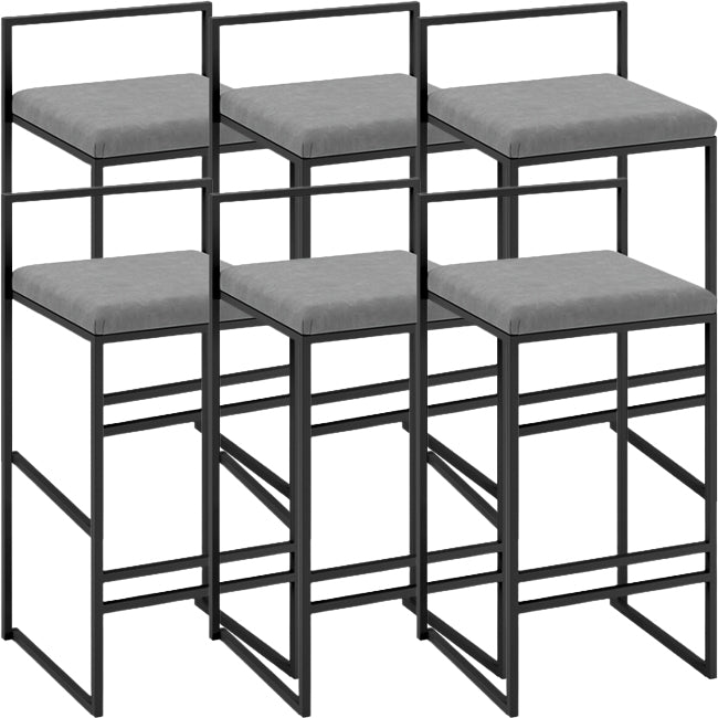 Modern Backrest Armless Counter Stool Iron Kitchen Bar Stool with Cushion and Pedal