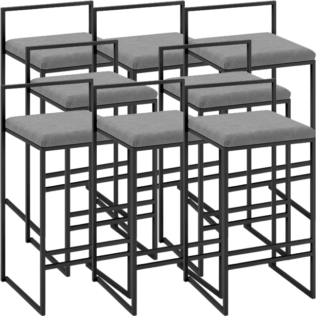 Modern Backrest Armless Counter Stool Iron Kitchen Bar Stool with Cushion and Pedal