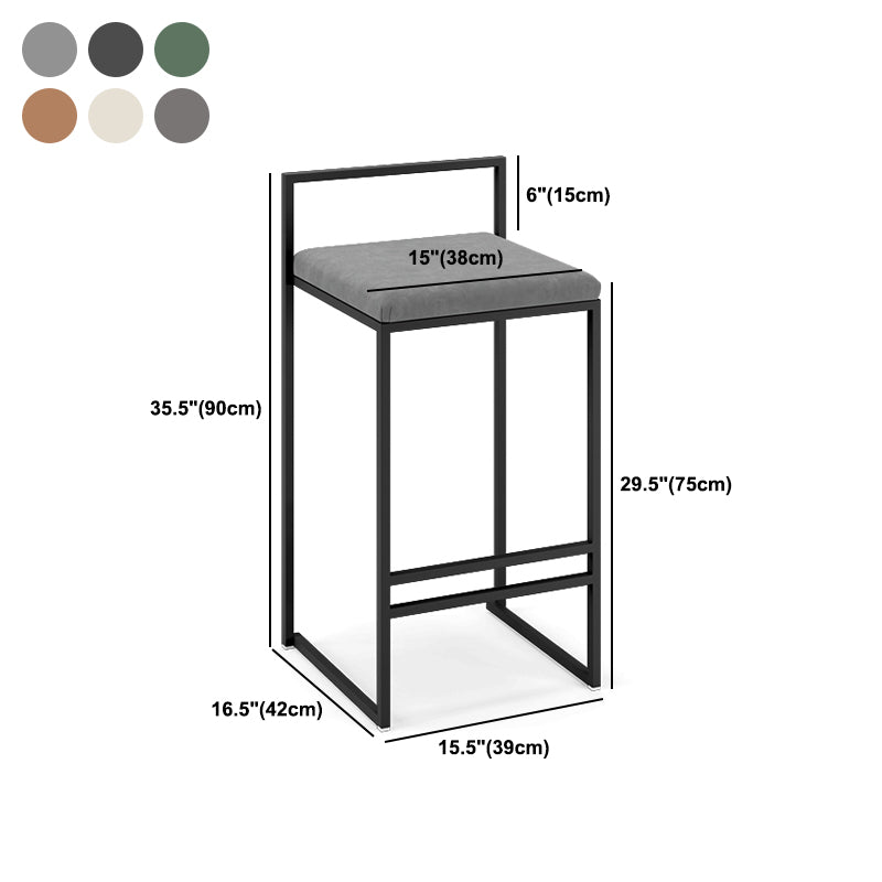 Modern Backrest Armless Counter Stool Iron Kitchen Bar Stool with Cushion and Pedal
