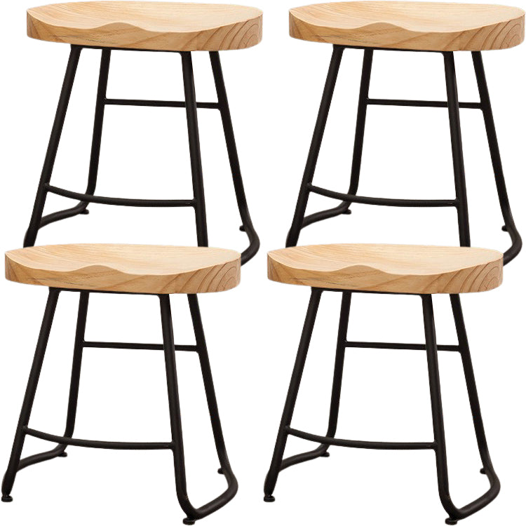 Modern Backless Armless Counter Stool Iron Cafe Bar Stool with Seat and Pedal