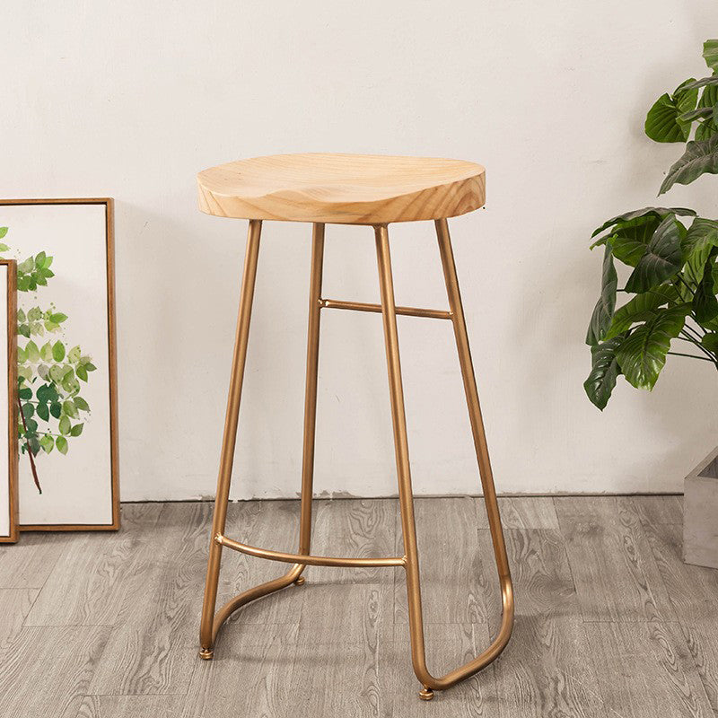 Modern Backless Armless Counter Stool Iron Cafe Bar Stool with Seat and Pedal