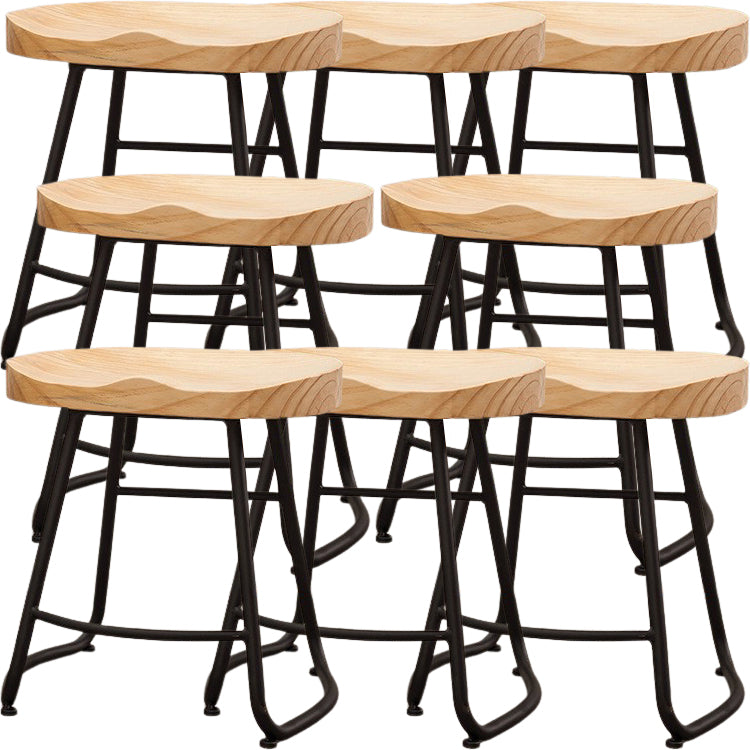 Modern Backless Armless Counter Stool Iron Cafe Bar Stool with Seat and Pedal