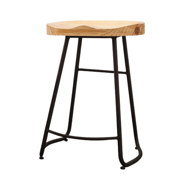 Modern Backless Armless Counter Stool Iron Cafe Bar Stool with Seat and Pedal