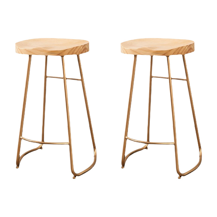 Modern Backless Armless Counter Stool Iron Cafe Bar Stool with Seat and Pedal