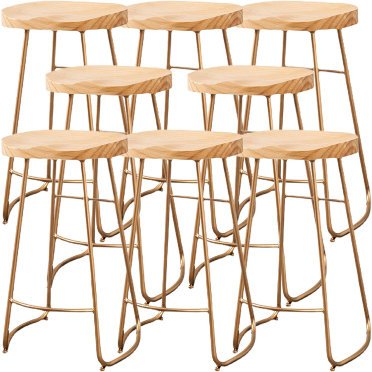 Modern Backless Armless Counter Stool Iron Cafe Bar Stool with Seat and Pedal